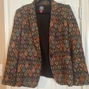 Vince Camuto Brown Multicolored Blazer Jacket